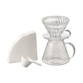 Hario S-VGBK-02-T Набор V60 с прозрачной стеклянной воронкой 02, фото 