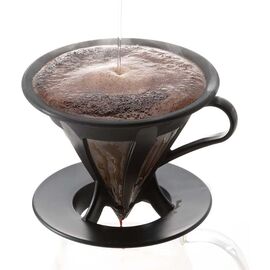 Hario CFOD-02B Cafeor Пуровер V60 02 с металлическим фильтром черный, фото , изображение 4