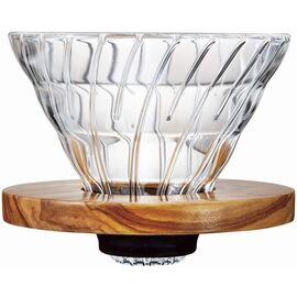Hario VDG-02-OV Пуровер из стекла V60 02 оливковое дерево, фото 