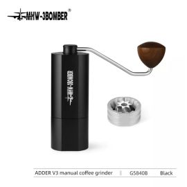 MHW-3BOMBER Adder V3 Кофемолка ручная черная с ручкой из ореха, фото 