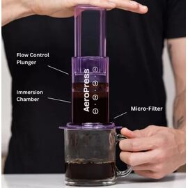 Aerobie AeroPress Clear Кофеварка ручная фиолетовая, фото , изображение 2
