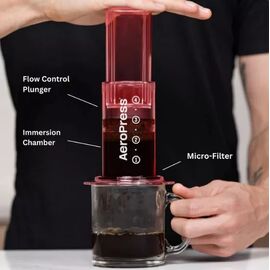 Aerobie AeroPress Clear Кофеварка ручная красная, фото , изображение 2