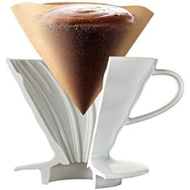 Hario XVDD-3012W Набор V60 белая керамическая воронка 02 и кофейник, фото , изображение 3
