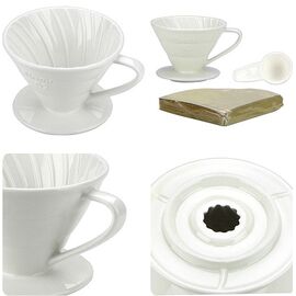 Керамический пуровер Tiamo V02 белый, фото , изображение 2