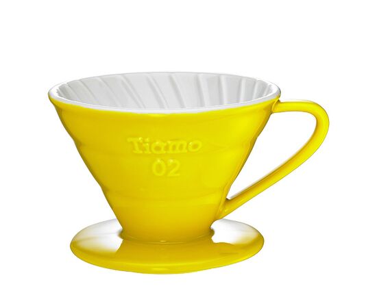 Керамический пуровер Tiamo V02 желтый, фото 