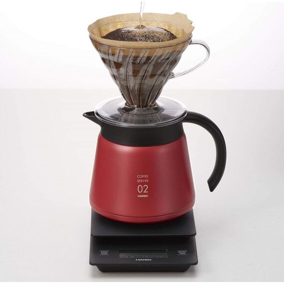 Hario VHS-60R V60 Стальной кофейник-термос 600 мл красный, фото , изображение 2