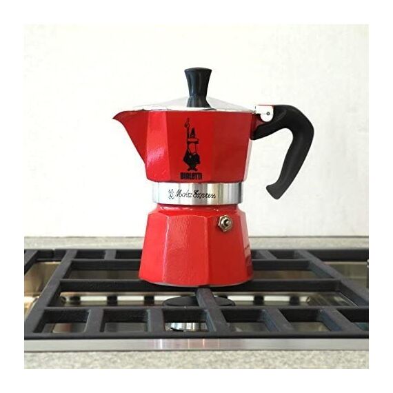 Bialetti 4942 Moka Express на 3 чашки красная Гейзерная кофеварка, фото , изображение 4