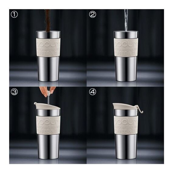 Bodum Travel Mug 11068-913 Дорожная термокружка 350 мл белая, фото , изображение 3 Bodum Travel Mug 11068-913 Дорожная термокружка 350 мл белая, фото , изображение 3