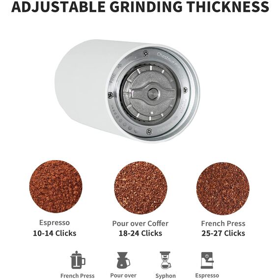 Timemore Chestnut C2 Max Кофемолка ручная белая, фото , изображение 2