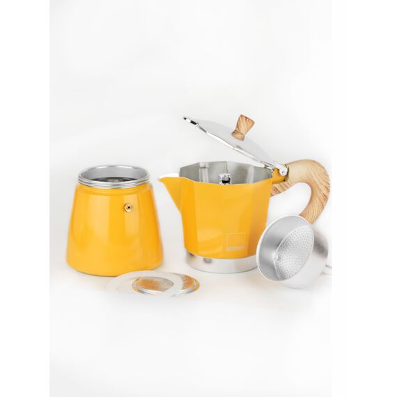 Gnali&Zani Venezia Гейзерная кофеварка на 9 чашек жёлтая, фото , изображение 2