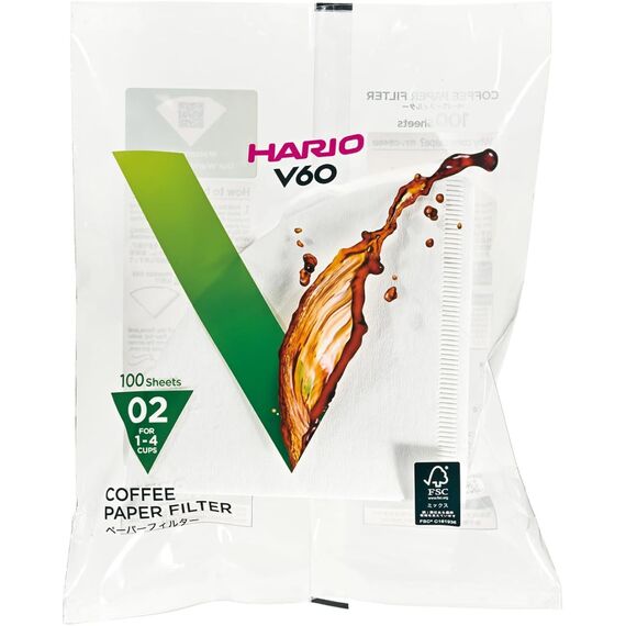 Hario VCF-02-100W V60 02 Бумажные фильтры белые 100 шт., фото 