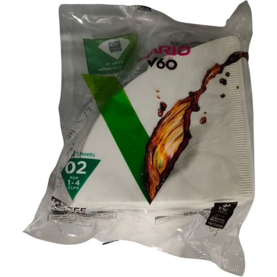 Hario VCF-02-100W V60 02 Бумажные фильтры белые 100 шт., фото , изображение 3 Hario VCF-02-100W V60 02 Бумажные фильтры белые 100 шт., фото , изображение 3