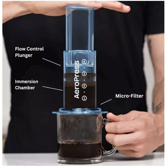 Aerobie AeroPress Clear Кофеварка ручная синяя, фото , изображение 2 Aerobie AeroPress Clear Кофеварка ручная синяя, фото , изображение 2