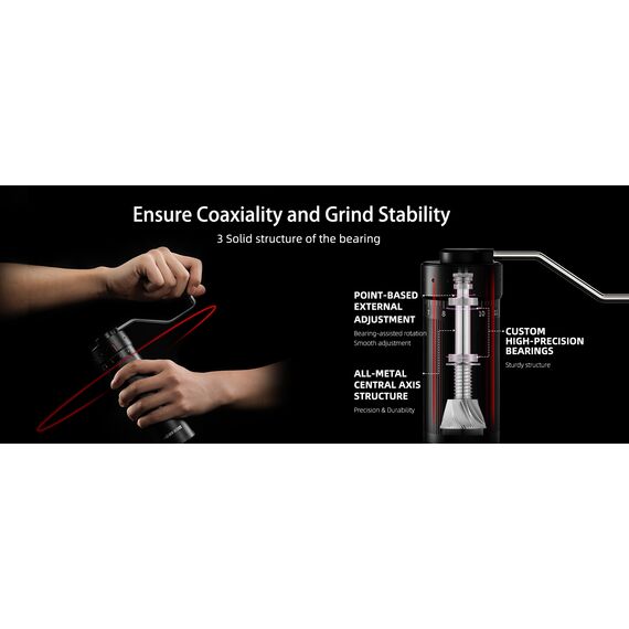 MHW-3BOMBER R3 Кофемолка ручная черная с ручкой из ореха, фото , изображение 12