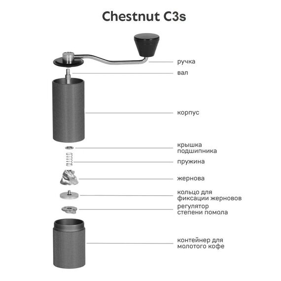 Timemore Chestnut C3s Кофемолка ручная белая, фото , изображение 3 Timemore Chestnut C3s Кофемолка ручная белая, фото , изображение 3