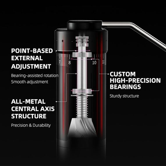 MHW-3BOMBER R3 Кофемолка ручная серебро ручкой из ореха, фото , изображение 7