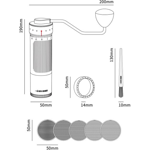 MHW-3BOMBER R3 Кофемолка ручная серебро ручкой из ореха, фото , изображение 9