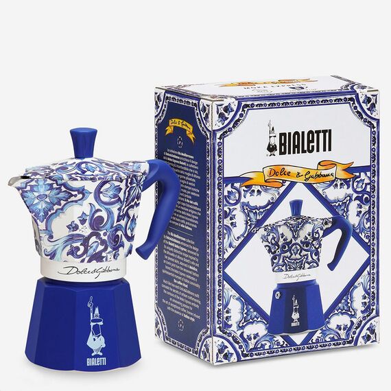 Bialetti 5346 Moka Express Dolce&Gabbana Blu Mediterraneo на 6 чашек Гейзерная кофеварка, фото , изображение 2 Bialetti 5346 Moka Express Dolce&Gabbana Blu Mediterraneo на 6 чашек Гейзерная кофеварка, фото , изображение 2