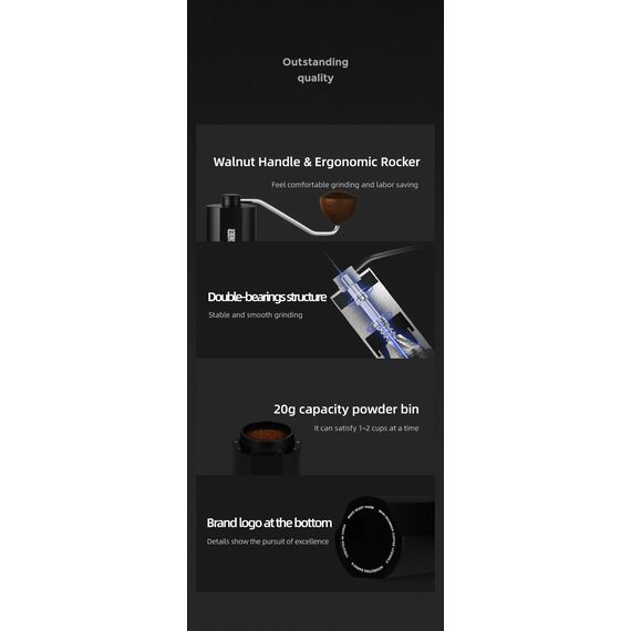 MHW-3BOMBER Adder V3 Кофемолка ручная золото с ручкой из ореха, фото , изображение 13