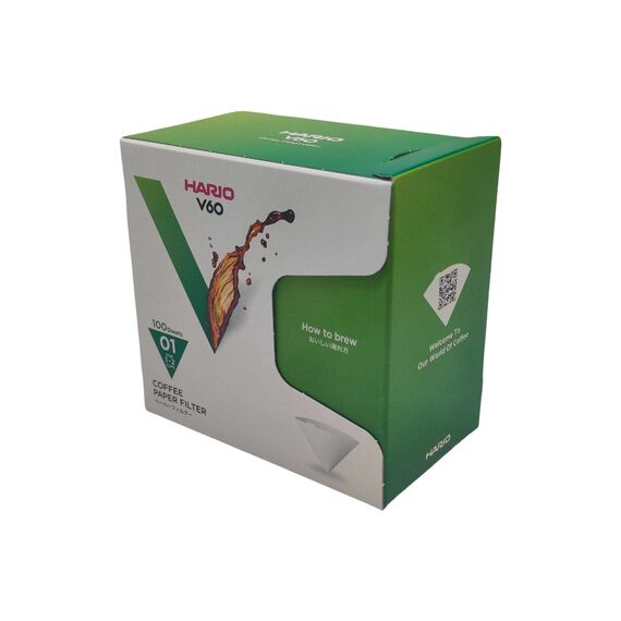 Hario VCF-01-100WK Бумажные фильтры V60 01 белые 100 шт в коробке, фото 
