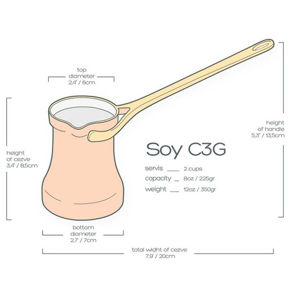 Soy C3G Медная турка ручной работы 225 мл, фото , изображение 8 Soy C3G Медная турка ручной работы 225 мл, фото , изображение 8